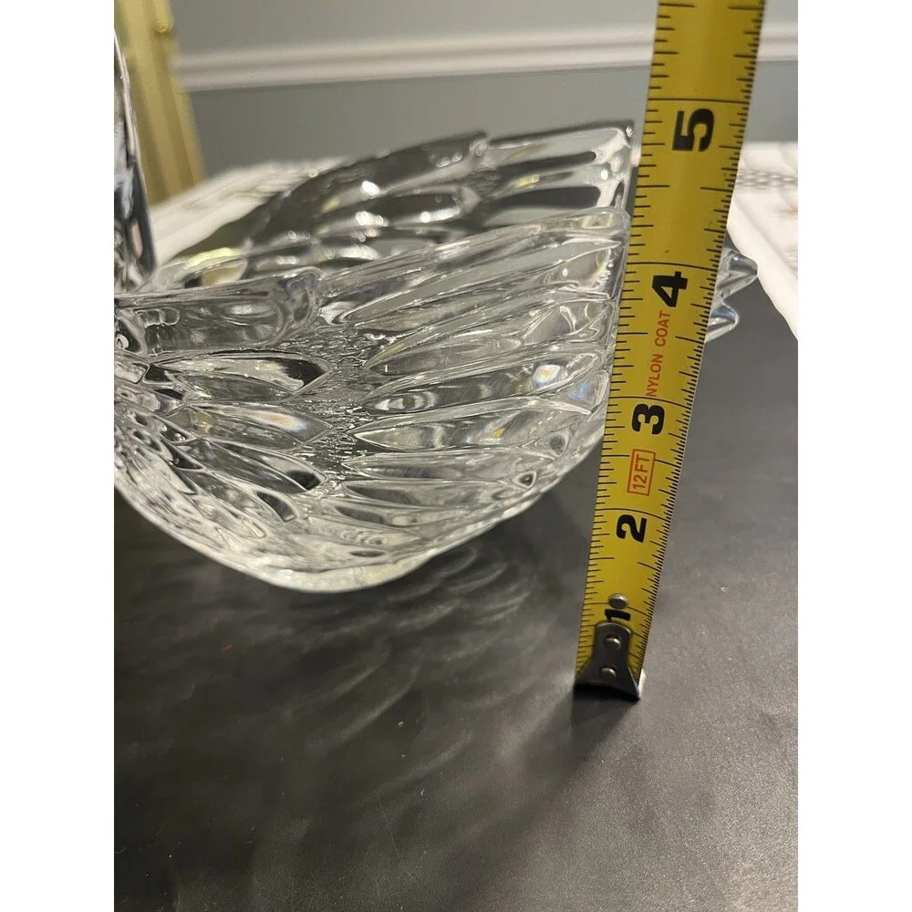 Clear Crystal Glass Swan Large Candy Dish